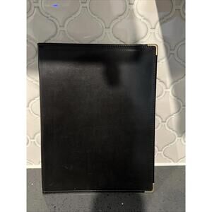 VTG Hazel Portfolio Padfolio Black Faux Leather Notepad Cover Brass Corners